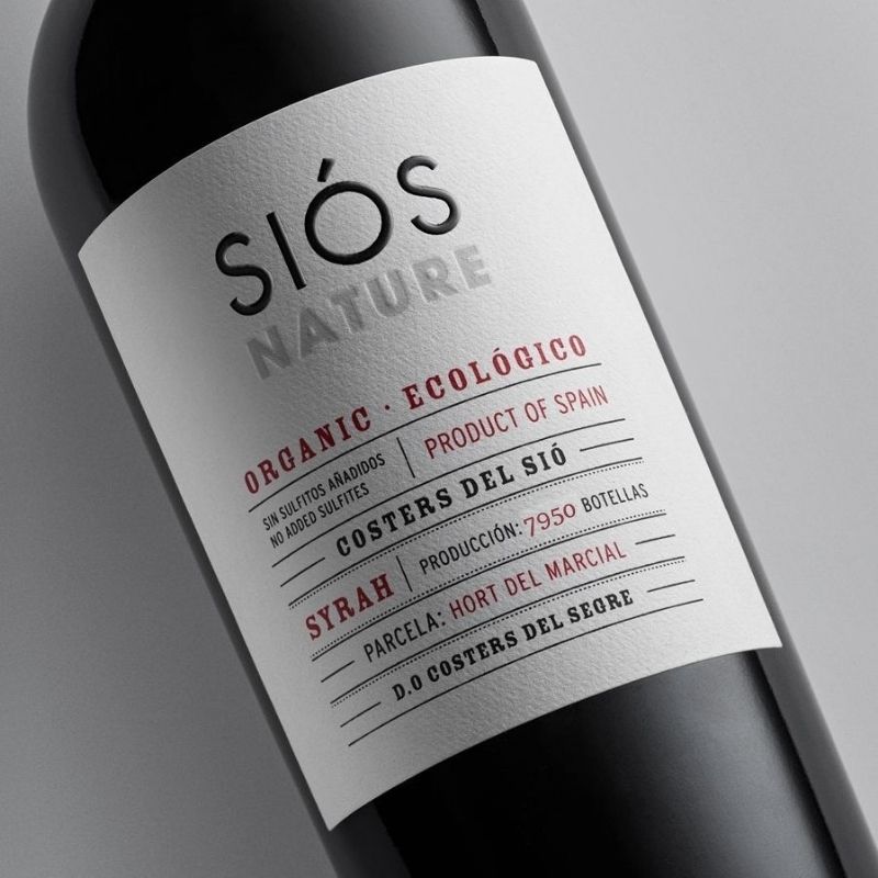 Vino tinto Siós Nature 2020 etiqueta | Bodegas Costers del Sió | D.O. Costers del Segre