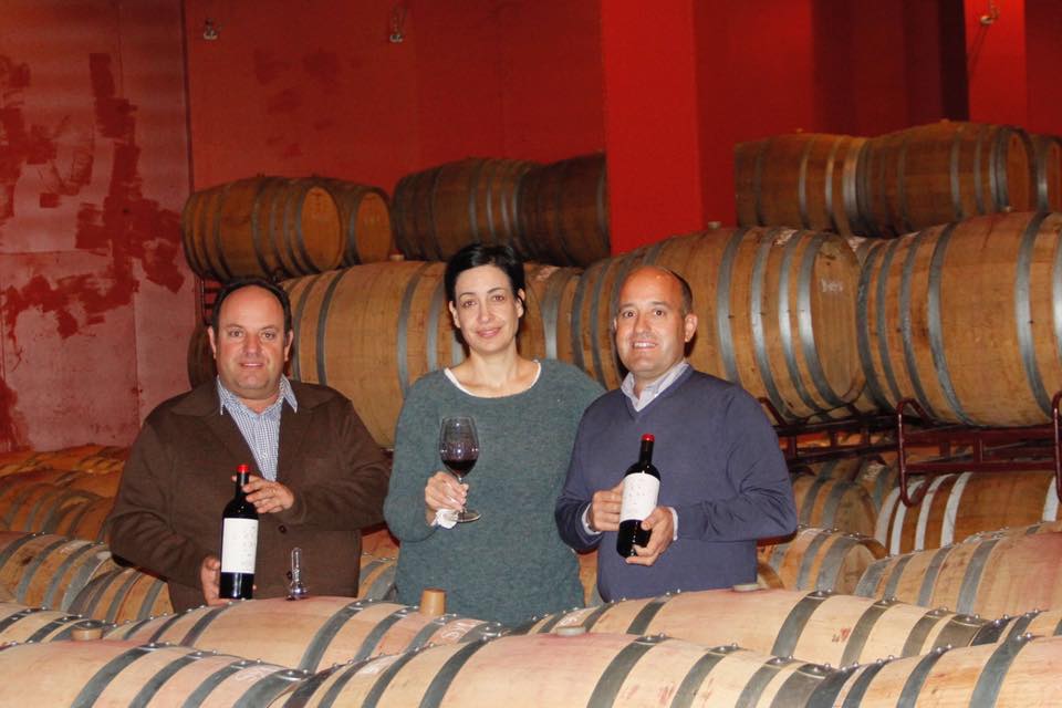 Jose Maria Porcioles, Valvanera Martinez de Toda and Juan de Porcioles in the winery